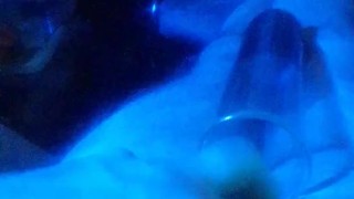 oiled up pumped up big smooth balls in blue light