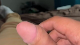 Chub can't keep it hard but still shoots his load at the camera