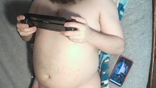 Uncle likes to play his switch laying on his back