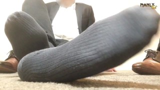 DRESS SHIRT - DRESS PANTS - RIBBED DRESS SOCKS - MANLYFOOT - ENGLISH SUBTITLES- 👞 🧦