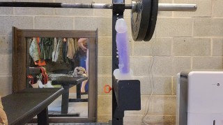 Riding big dildo to multiple anal orgasms 