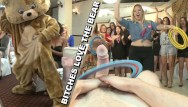 DANCINGBEAR - Bachelorette Whore And Her Besties Lined Up For Buffet Of Male Stripper Sausage #CFNM