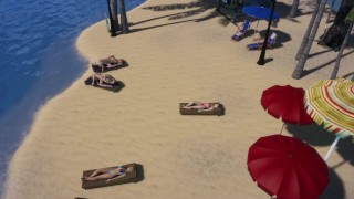 Two Lesbian Couple's Swap Girl Friend And Scissoring At Beach