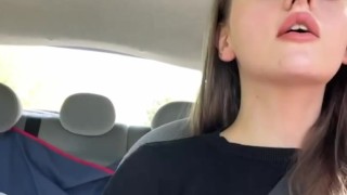 She shows her tits right behind the wheel of a car