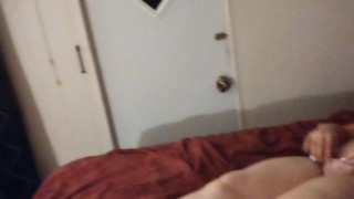 Sexy Latin Thug humps cute girl's ass then she stokes his cock while she fucks the air