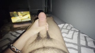 arab shooting multiple thick ropes of creamy cum all over my hairy chest - 2 weeks worth of cum!