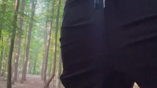 Stroking Black Dick in the woods