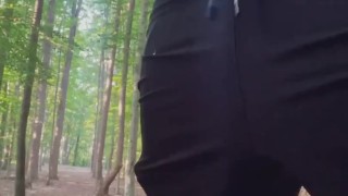 Stroking Black Dick in the woods