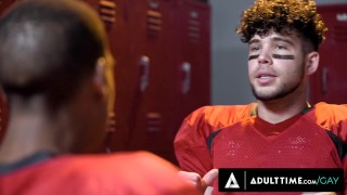 HETEROFLEXIBLE - Football Jock Joseph Castlian Taunts Adrian Hart Into Locker Room Bareback