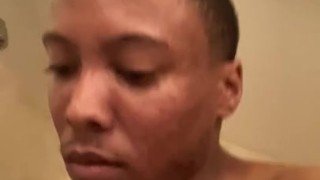 Young Black Cock Shower Jerk Session