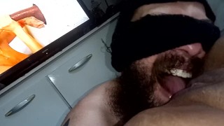 he chewing my pussy and another naughty swallowing 2 dicks on the wall that delights this porn
