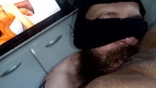 he chewing my pussy and another naughty swallowing 2 dicks on the wall that delights this porn