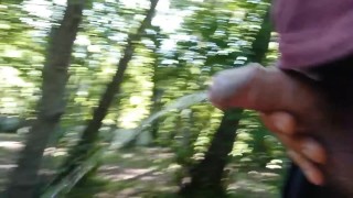 amateur walking open air and pee in the woods 