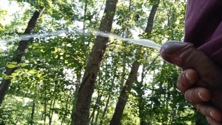 amateur walking open air and pee in the woods 
