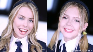 Two petite blondes brush up on their oral skills