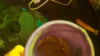 pissing wearing metal cockring jockstrap with cup