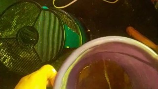 pissing wearing metal cockring jockstrap with cup