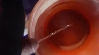 wearing master leather cock ring as i piss