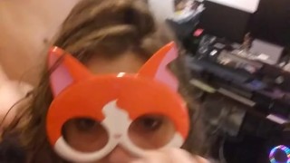 Heather Kane in Cat Mask taken by Surprise as Her Pussy is Overflowing with CUM !