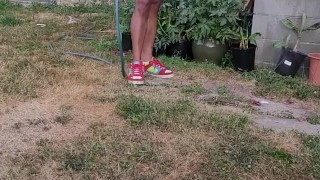 KennieJai get CAUGHT gardening and jerking off