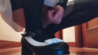 Cute femboy cum on cute shoes