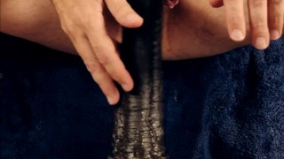 Puppy sweats and screams when cumming from a fuck with dildo Mr Hankey Centaur L