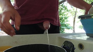 washing dishes with pee