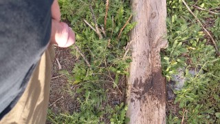 Pissing outside after edging for a while