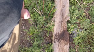 Pissing outside after edging for a while