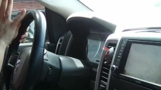 Cute Milf Driving Pickup Truck In Sunglasses and Chilling 