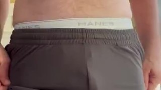 Flimsy Shorts & Tighty Whities Fun Almost Got Caught by Roommate!