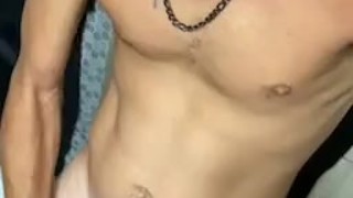 Straight guy jacking off and cum Oozingn down cock