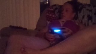 Upskirt Gamer Girl and Cleavage Tease