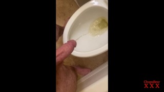 DILF Bear Daddy dick takes a long piss - close up