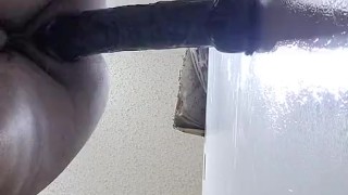 14 Inch dildo stretches me to the max. It made me piss cum