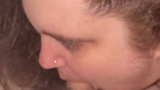 Busty wife sucks cock swallows all of his creamy sweet cum