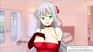 SUPER CEI HENTAI en español. Limpiando el semen de sus pechos.