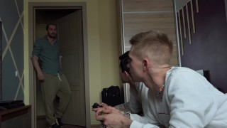 Stepdad and stepson fucked young friends in tight asses