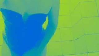 Czech did anal enema shower in latex body.Extreme belly inflation.Water belly bulge/pregnant belly.