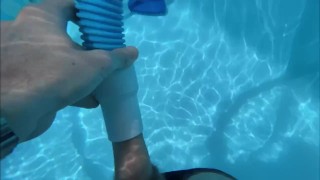 Sucked by a pool vacuum hoover and cum underwater (2022)