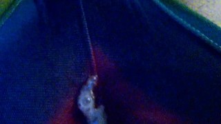 Creampie breeding cums thru panties