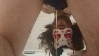 Untrained Bitch doesn't know how to pee
