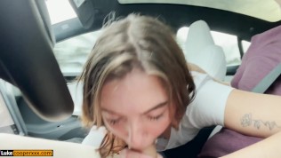 We Dont Have To Pull Over To Fuck – Tesla Autopilot Cowgirl Road Head