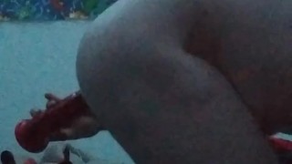 Sissy loves big dildo