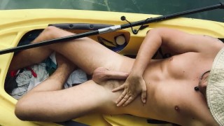Outdoor Kayak Jerk — Canadian Guy Strips, Strokes, and Floats Away