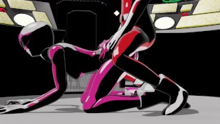 Red ranger and pink ranger Doggystyle Anal
