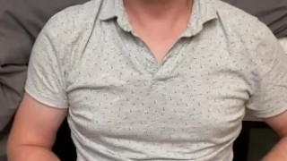 FULL RELEASE: Guy with glasses strips and jerks his uncut dick to completion.
