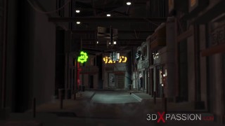 Hot shemale sex cyborg fucks hard a college girl in a cyberpunk apartment