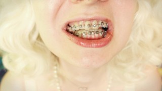 BRACES fetish ASMR video with great CHEWING SWALLOWING SOUNDS