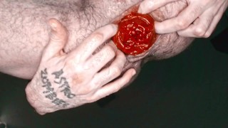 Pushing my prolapse out, fisting and showing closely my asshole